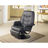 Black Leather Like Cushion Swivel Recliner