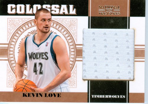 2011 National Treasures Authentic Kevin Love Game Worn Jumbo Jersey Card 1 of 99!