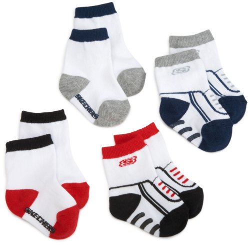 Skechers Infant Boys 4 Pack Socks, Baseball, 0-12 Months