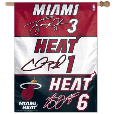 MIAMI HEAT LEBRON WADE BOSH SIGNATURE BANNER FLAG