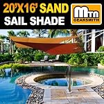 MTN OutdoorGear 20'x16' Deluxe Square Retangle Sun Sail Shade (Sand) with Hardware