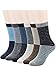 Men's Merino Wool Socks-6 Pack Thermal Outdoor Hiking Stripe Crew Socks