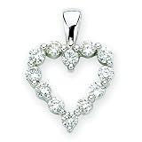 10K White Gold 1 ct. Diamond Heart Pendant with Chain