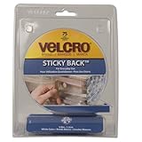 Velcro Sticky-Back Hook and Loop Dot Fasteners with Dispenser, 0.625 Inches Diameter, White, 75 Sets per Pack (90090)