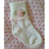 Baby Socks ~ Pink Roses, Small (fits 3-6 month)