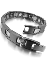Large Heavy Ceramic Bracelet Link Wrist Silver Black I Rectangular Biker