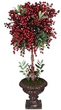 Chic 28 Vibrant Red Holiday Berry Potted Christmas Topiary Ball Tree
