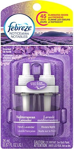 Febreze NOTICEables Eliminates odors Mediterranean Lavender Scented Oil Air Freshener Plug-In Refill, 0.87 fl oz