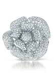 ClassicDiamondHouse Cubic Zirconia {C.Z.} Large Beautiful Flower Rhodium .925 Sterling Silver Pin