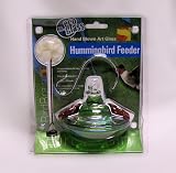 Bird Brain ~ BOUTEILLE - SAUCER ~ Hummingbird Feeder - Hand Blown Glass - Nectar Feeder - Green - 10101191
