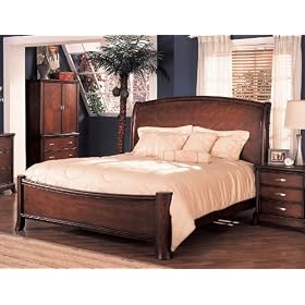 Queen Bed In Cherry Finish