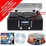 from Teac / Maxell CD Recorder - Record / Copy from Vinyl Records & Tape Cassettes - Teac Music Centre System TE0065a - Turntable, CD player / recorder with Radio & Built in Speakers - NEW cool black finish + FREE Maxell Pack 25 Blank Music Audio CD-R & Single Music CD-RW - UK MODEL inc Remote Control Model TE065A + Music CD-R Spindle + CD-RW disc