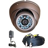 480 TVL 1/3 Sony CCD Ir Dome Camera Vandal Armor with Free 12 V 500ma Regulated Camera Power Supply and 100ft Video Power Cable VD6HKC 1OE