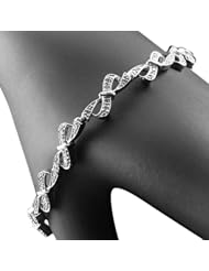 0.45 Ct 925 Sterling Silver Genuine Diamond Tennis Bracelet 7 Inch