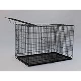 Best Pet Black 49 Triple-Door Suitcase Style Folding Metal Dog Crate with Metal Pan -...