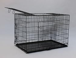Best Pet Black 49" Triple-door Suitcase Style Folding Dog Crate with Free Pan - 49"(l) X 29"(w) X 32"(h)