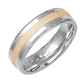 Band Designer Mens 6 mm 14K Two Tone Gold Comfort Fit Wedding Band