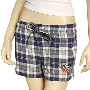 Buy Auburn Tigers Ladies Navy Blue Plaid Roll Call Pajama Shorts by College Concepts