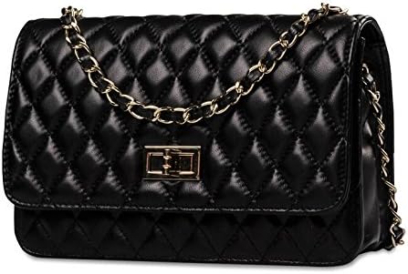 Talentote fashion style Original Imported genuine leather lambskin Shoulder Bag Cross Body Handbags flip bag purse wallet TTC-L-btlg900 (black)