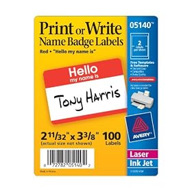 Avery Border Name Badge Labels, Red, Pack of 100, 2.34 x 3.375 Inches (5140): Office Products