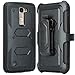 LG Treasure LTE Case, LG Phoenix 2 Case, SOGA® [Tri-Guard Series] Shockproof Hybrid Armor Protective Case Cover with Belt Clip Holster & Built-in Screen Protector for LG Treasure LTE - Black/Black