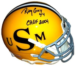 Ray Guy Autographed/Signed Southern Miss Golden Eagles Mini Helmet 