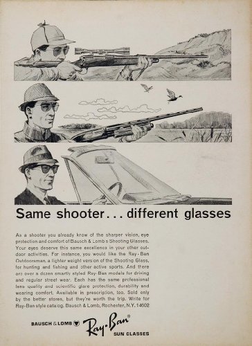 1966 Ad Bausch & Lomb Ray-Ban Sunglasses Shooting - Original Print Ad
