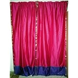 2PinkPurpleArtsilkSariWindowDrapesCurtainsPanelsIndiaDecor83