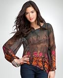 bebe Asymmetric Hem Kimono Sleeve Top