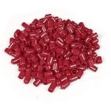 uxcell PVC絶縁エンドキャップ　16mmの高さ　10mmの内径　ラウンドヒント　レッド　300個入り