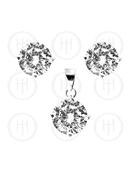 Sterling Silver -Round CZ Stud Earrings White Set (PS-1007-W)