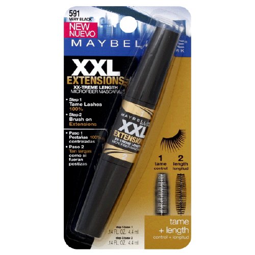 Maybelline XXL Extension XX-Treme Length Microfiber Mascara, Very Black 591 1 ea