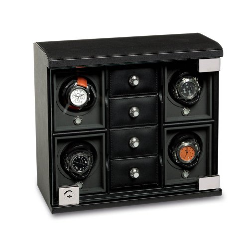 4-Module Leather Watch Winder and Watch Storage Box by Underwood