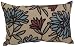 Pillow Perfect Spa Flocked Floral Decorative Rectangle Toss Pillow, 18-1/2-Inch by 11-1/2-Inch, Brown/Blue