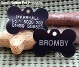 Black Aluminium Small Bone Pet Identity Tag FREE Engraving & Free UK Delivery