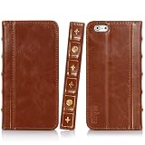 iPhone 6S Case, E LV iPhone 6 Case Cover - PU Leather Book style Wallet Flip Slim Case Cover for iPhone 6S / iPhone 6 with 1 stylus and 1 Screen Protector - Brown