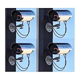 Bullet Style Dummy Cameras with Outdoor Housing - Lot of 4 Imitation Security Cameras with LED Lights