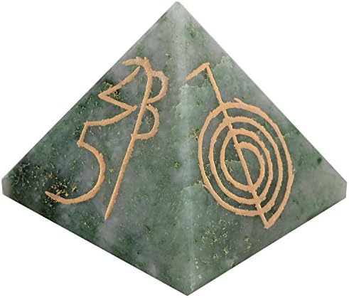 The Crystal Jewel Reiki Symbol Carved on Green Aventurine Pyramid