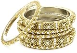 Chamak by priya kakkar 6 Bangle Bracelet with Gold Beads and Crystals
