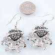 Skull Heart Love Kills Slowly Black Crystal Earrings