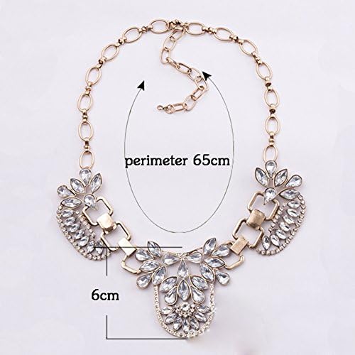 Women's Vogue Luxury Well Matched Diamante Flower Sham Prom Party Apparel Accessory Jelwery Necklace Golden 25.6inch
