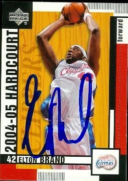Elton Brand autographed Basketball Card (Los Angeles Clippers) 2004 Upper Deck Hardcourt #35
