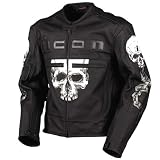 Icon Men's Skull Leather Jacket Midnight XL