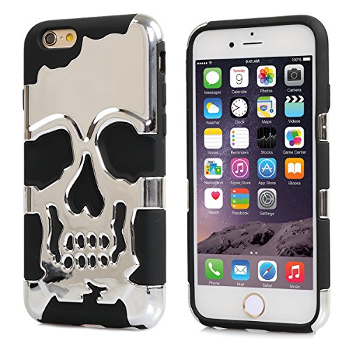 iPhone 6 Plus Case, Pasonomi® 3D Skull Style Dual Layer PC with Silicone Back Case Cover for iPhone 6 Plus 5.5 inch (Silver)