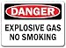 Danger Sign - Explosive Gas No Smoking - 10" x 14" OSHA Safety Sign