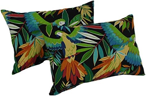 Blazing Needles Indoor/Outdoor Rectangular Throw Pillow, 19" by 11", Tucuman Ebony 2 Count