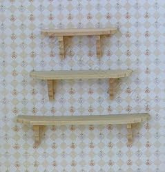 Dollhouse Miniature Set of 3 Unfinished Wall Shelves