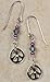 Peace Sign and Crystal Earrings - Sterling Silver title=