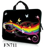 13 Inch Rainbow Colorful Butterfly Laptop Sleeve Carrying Case with Hidden Handle