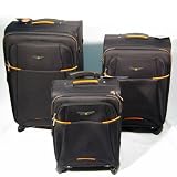 Travel Luggage Set Bag Expandable 3 PC Trolley Lightweight Spinner Black GA1015